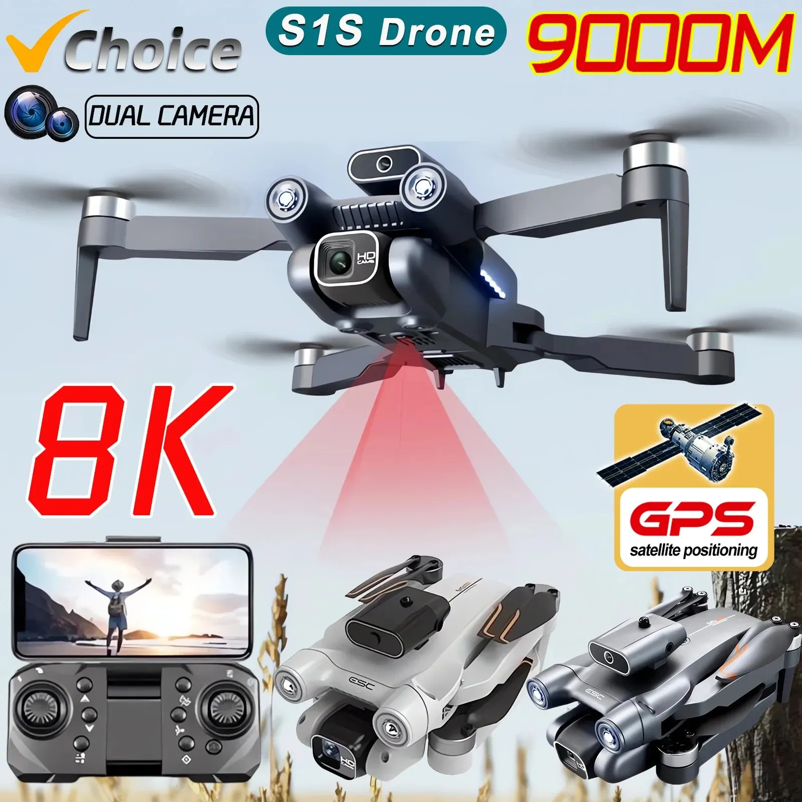 Drone Camera Professional - S1S 5G GPS Drone Caméra 8K,